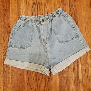 Thrifted Light Wash Paperbag Jean Shorts